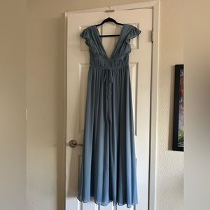 Lulus I’m all yours blue ruffled maxi dress